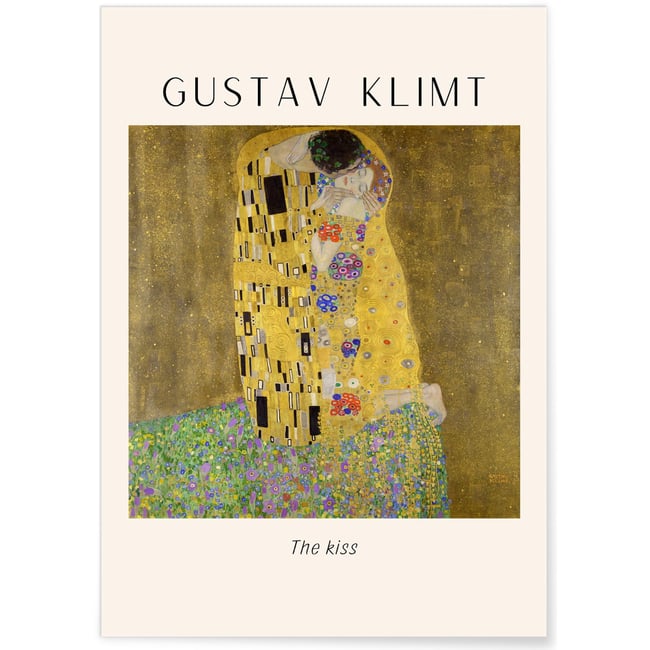 Affiche Gustav Klimt « The kiss » Couleur blanc <span itemprop=