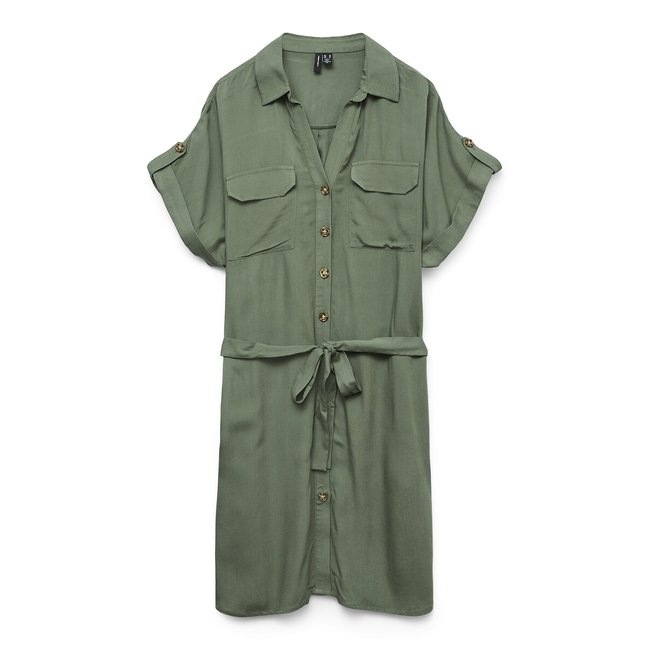 Robe courte unie vert <span itemprop=