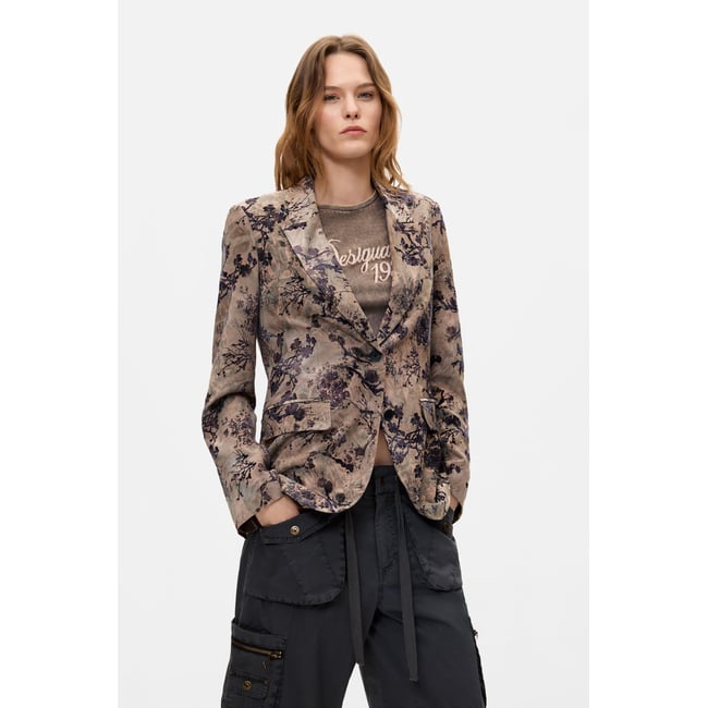Veste de costume floquée noir <span itemprop=