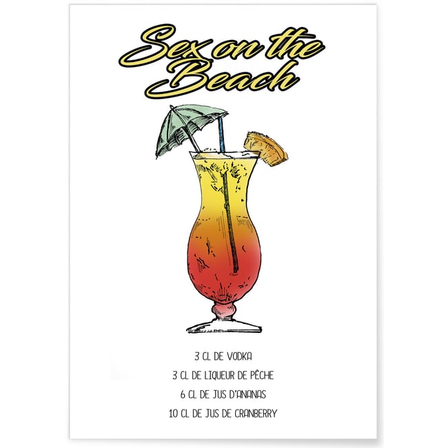 Affiche Cocktail Sex on the beach Couleur blanc <span itemprop=