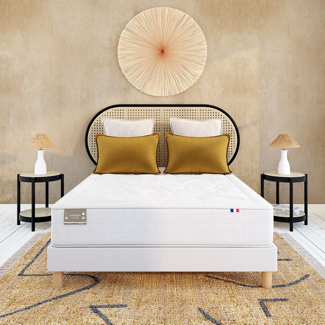 Beklede boxspring met 18 flexibele latten - 3 zones <span itemprop=
