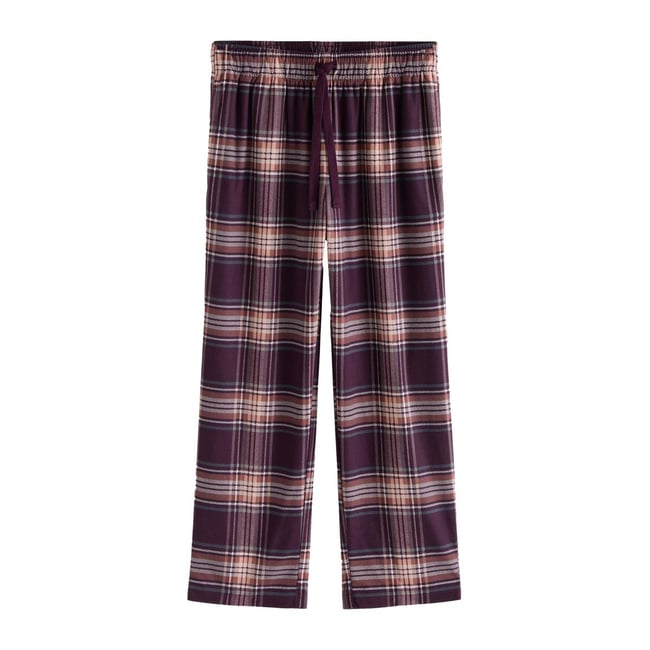 Bas de pyjama en jersey à carreaux prune <span itemprop=
