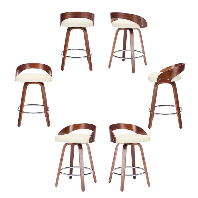 Lot de 6 tabourets de bar vintage pivotants, BORCHIA Couleur beige <span itemprop=