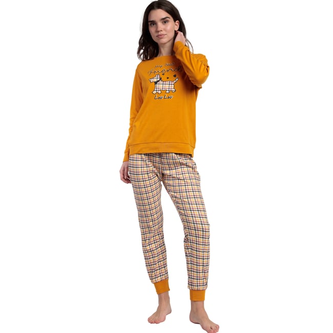Pyjama pantalon top manches longues LouLou Returns jaune <span itemprop=