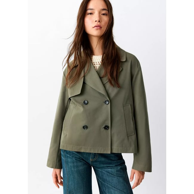 Trench court double boutonnage kaki <span itemprop=