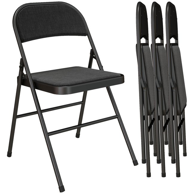 Chaise pliante Polyester Noir noir <span itemprop=