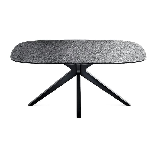 Table à manger design en verre ondulé 180 cm ALBA Couleur gris <span itemprop=