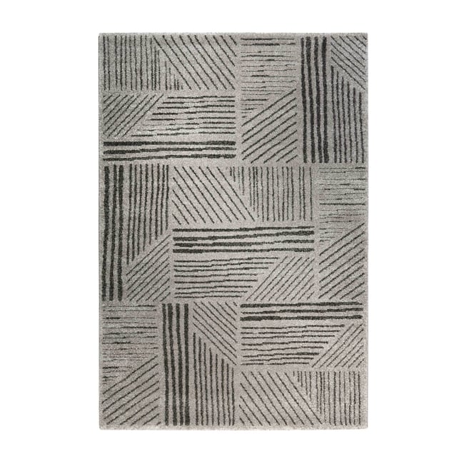 Tapis tissé velours ras motif rayures ,  SCRIBBLE Couleur gris <span itemprop=