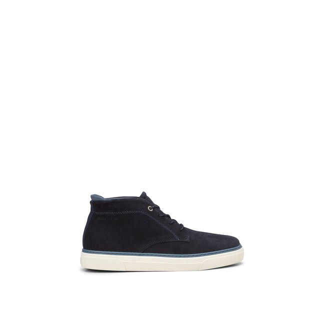 Desert Boots en cuir de vachette velours doux bleu foncé <span itemprop=