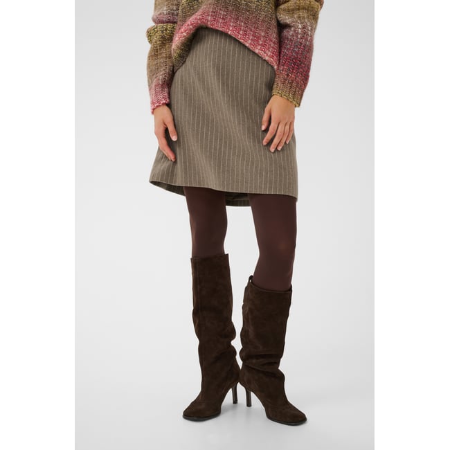 Jupe - tissage léger beige taupe stripe <span itemprop=