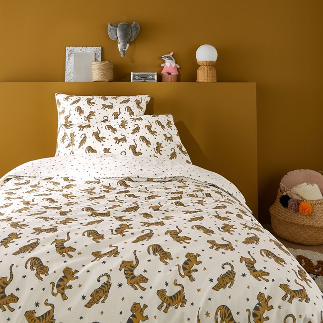Housse de couette 30% coton recyclé, Tigris imprimé animal <span itemprop=