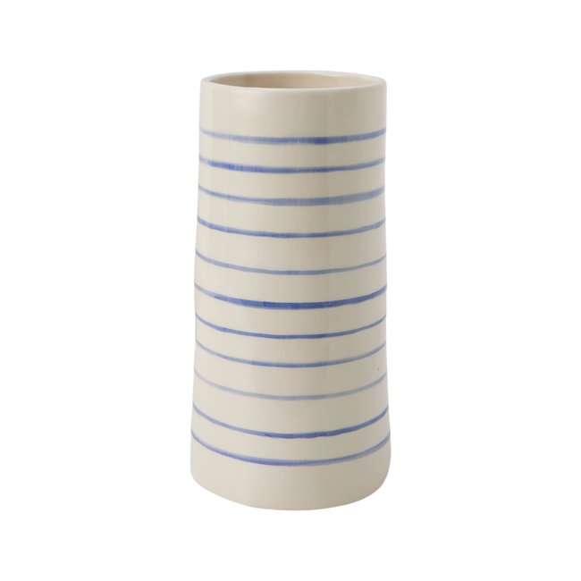 Vase céramique marinière 22 cm - SIA Couleur blanc/bleu <span itemprop=