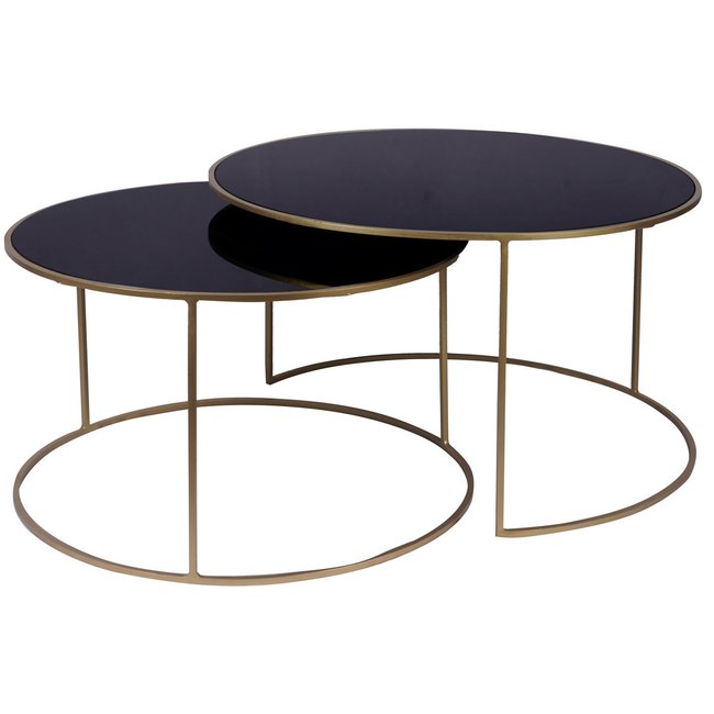 Tables basses gigognes rondes design (lot de 2) ROXO Couleur noir <span itemprop=