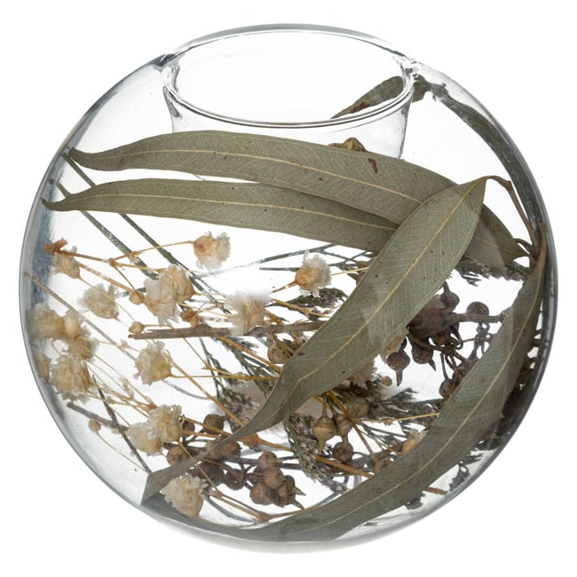 Photophore avec fleurs sechées FOLK Couleur vert <span itemprop=