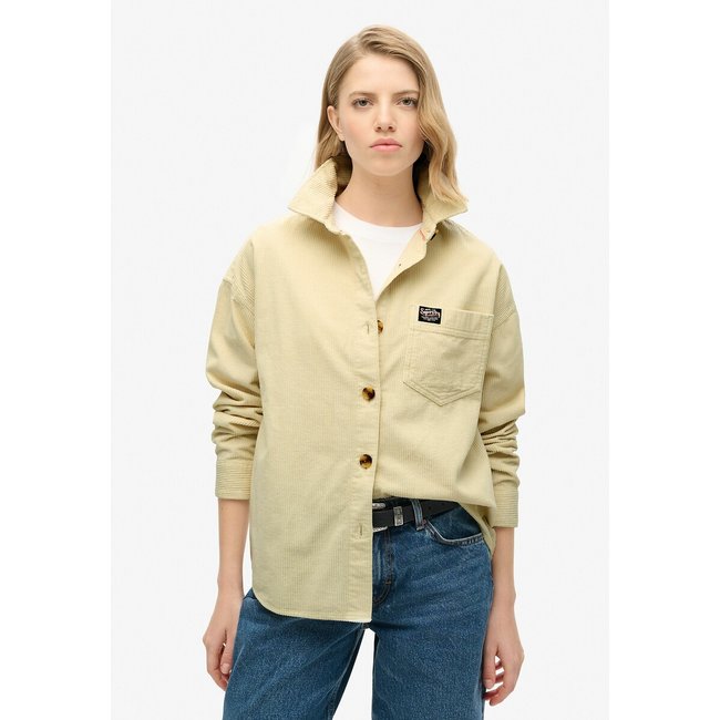 Surchemise en velours côtelé épais ecru SUPERDRY
