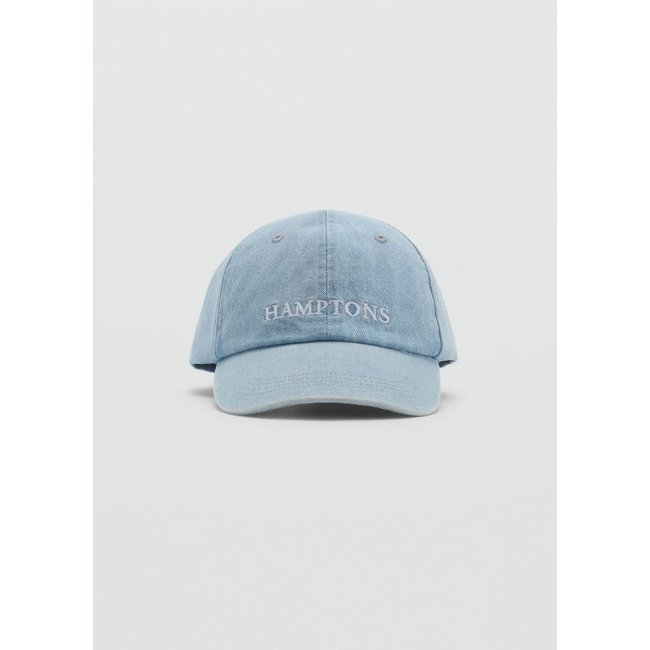 Casquette denim message bleu clair <span itemprop=