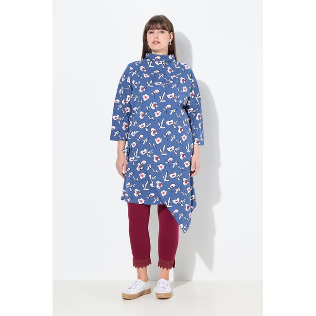 Robe cache-cœur en jersey de coton bio bleu voile clair <span itemprop=