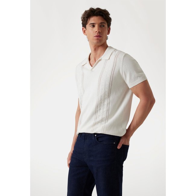Pull Polo Soie Mélangée crème <span itemprop=