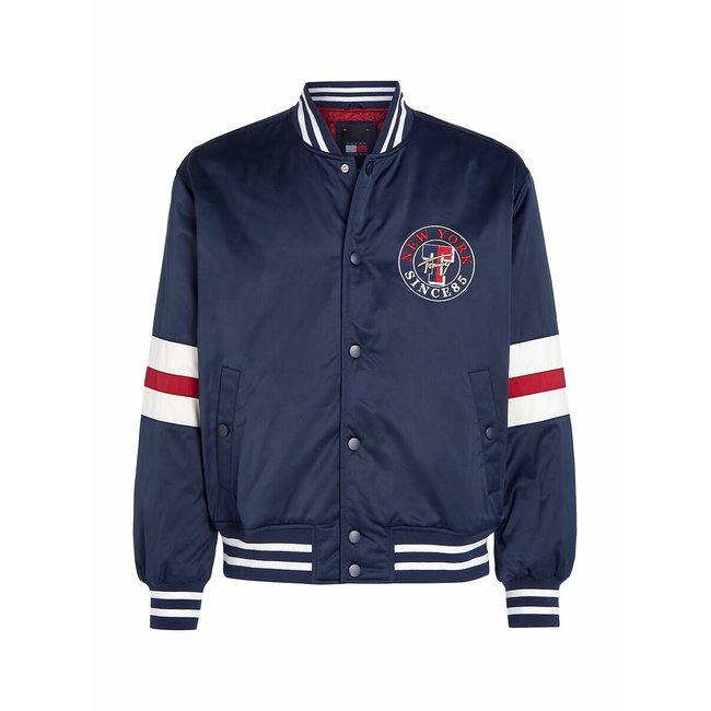 Bomberjacke mit Stickerei, leicht glänzend marine <span itemprop=