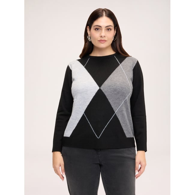 Pull col rond à motif argyle - FIORELLA RUBINO