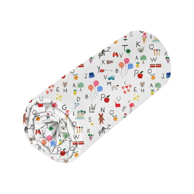 Drap housse Abécédaire - Percale de coton motifs <span itemprop=