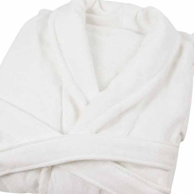 Peignoir mixte coton éponge velours DELUX blanc <span itemprop=