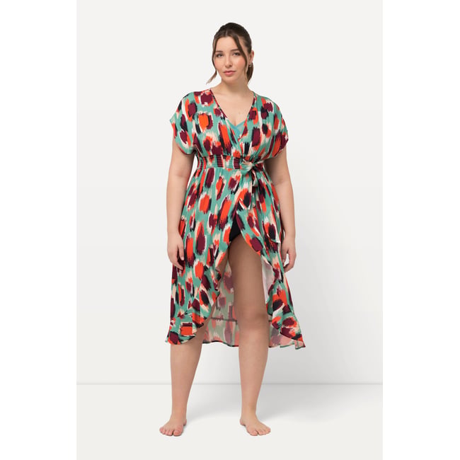 Caftan à manches courtes turquoise sourd <span itemprop=