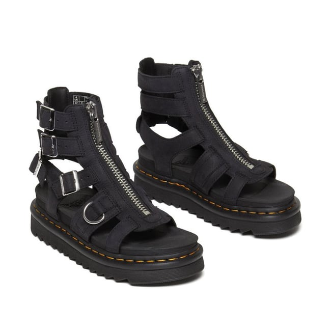 Sandales zippées en cuir Olson noir <span itemprop=