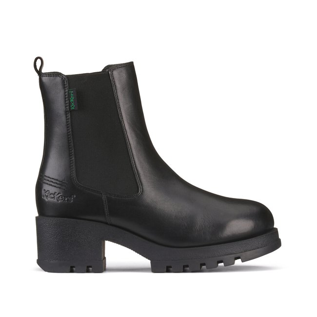 Bottines en cuir a talons kick stretch noir Kickers La Redoute