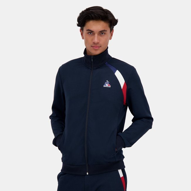 Sweat zippé  Tricolore bleu <span itemprop=