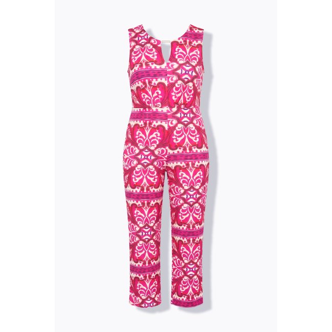 Combinaison en jersey, jambe large, col rond blanc cassé <span itemprop=