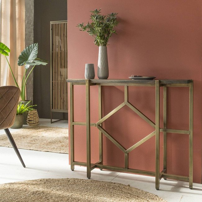 Console en manguier et métal doré  VALÉRIE Couleur doré <span itemprop=