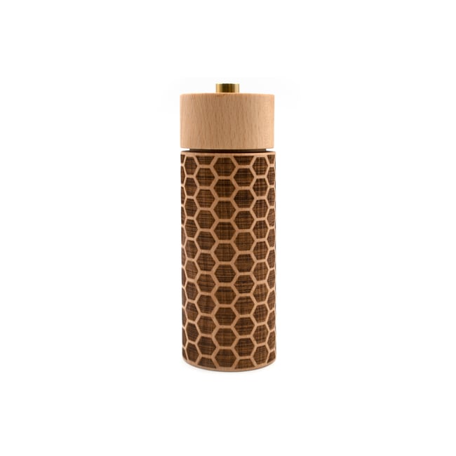 Moulin à Poivre en bois d'Hêtre, HONEYCOMB naturel <span itemprop=