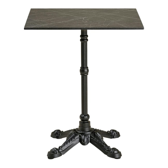 Table bistrot carrée effet marbre gris pied fonte 60 cm TORANO Couleur gris foncé <span itemprop=