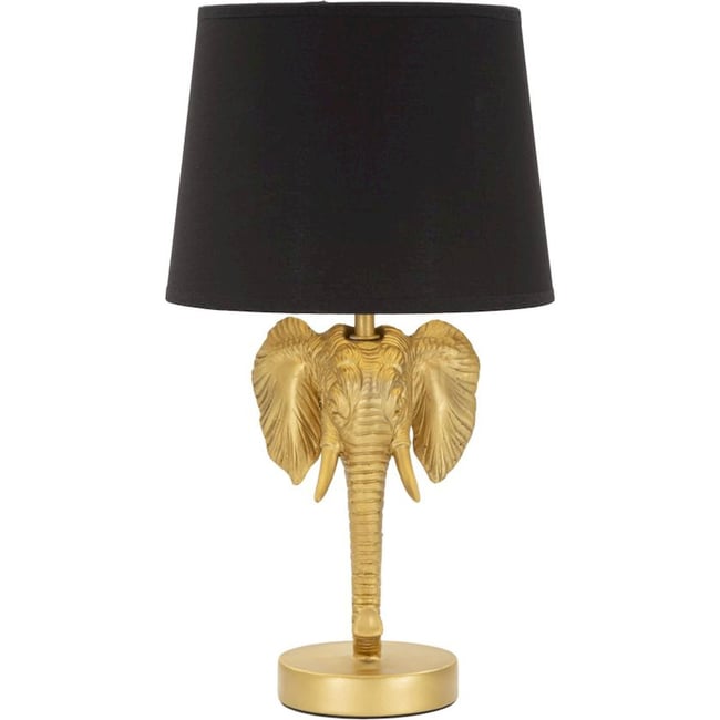 Lampe à poser sculpture éléphant GLAM Couleur or et noir <span itemprop=