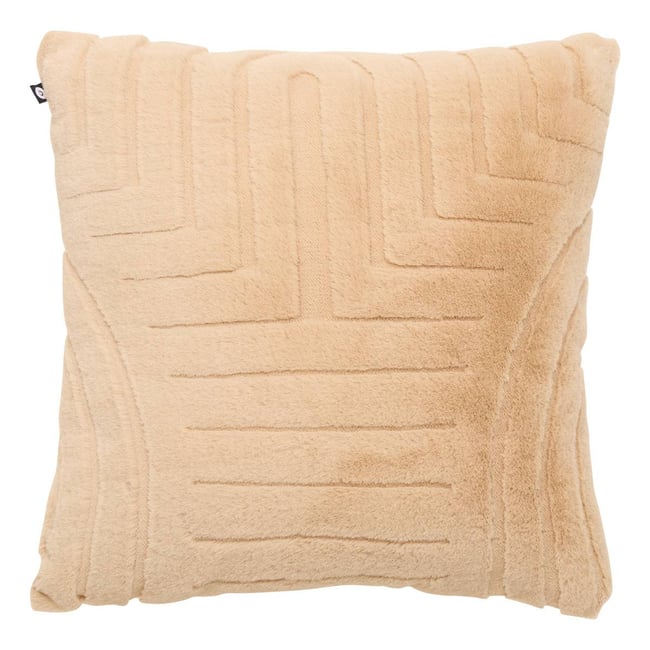 Coussin carré en imitation fourrure ARKA beige lin <span itemprop=