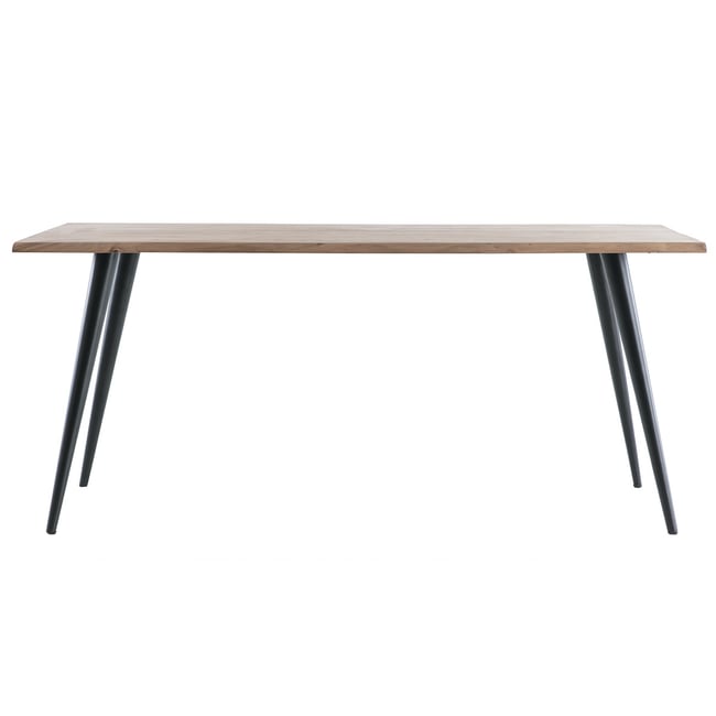 Table à manger rectangulaire industrielle en bois massif et métal noir L175 cm EDGE Couleur bois clair / noir <span itemprop=