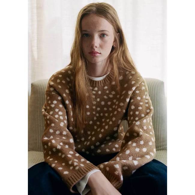 Pull-over en imprimé animal marron moyen <span itemprop=