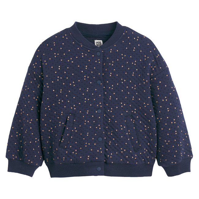 Quilted Bomber Jacket with Press-Stud Fastening, navy blue, LA REDOUTE COLLECTIONS
