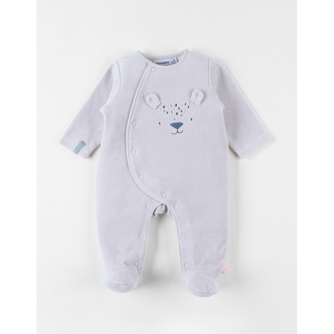 Pyjama en velours côtelé, ours gris <span itemprop=