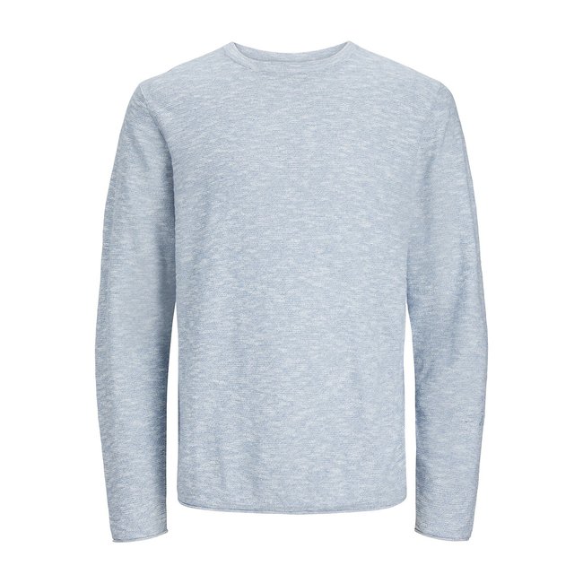 Cotton/Linen Jumper with Crew Neck, denim, JACK & JONES