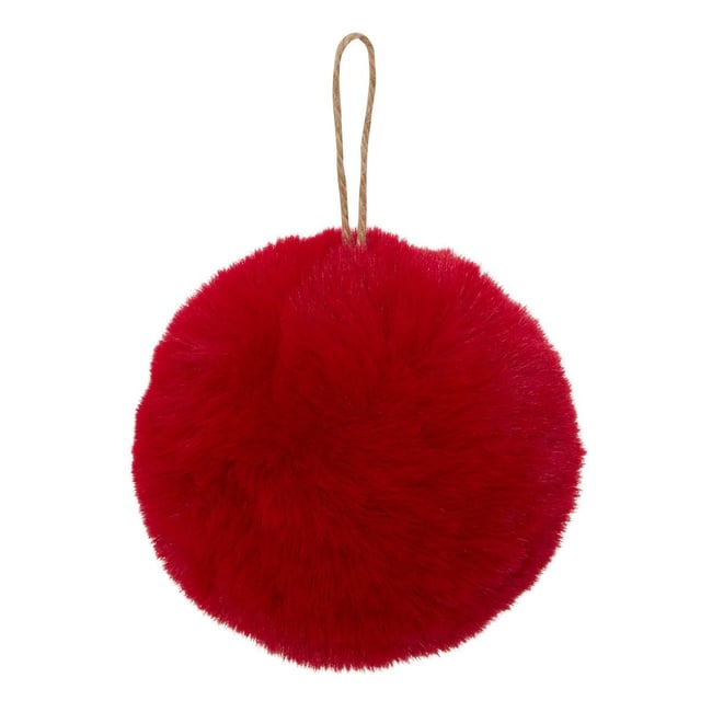Boule de Noël en imitation fourrure rouge et blanc D. 100 mm - FEERIC LIGHTS & CHRISTMAS