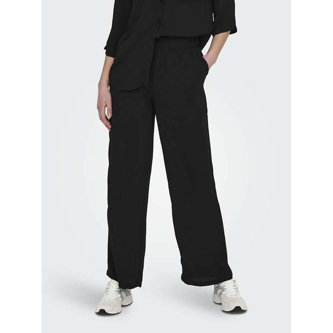 Pantalón ancho, talle alto negro <span itemprop=