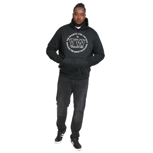 Sweat à capuche motif/style imprimé grande taille BOURTON noir <span itemprop=