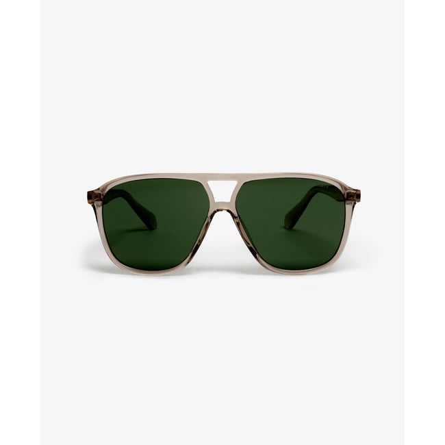 Lunettes de soleil Aviator à monture tabac / verres verts <span itemprop=