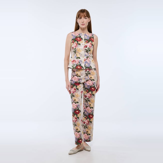 Pantalon imprimé à taille descendue multi co <span itemprop=