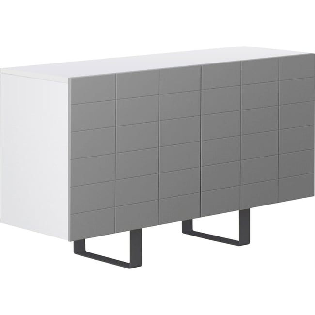 Buffet façades rainurées collection ANTOINETTIE Couleur gris et blanc <span itemprop=