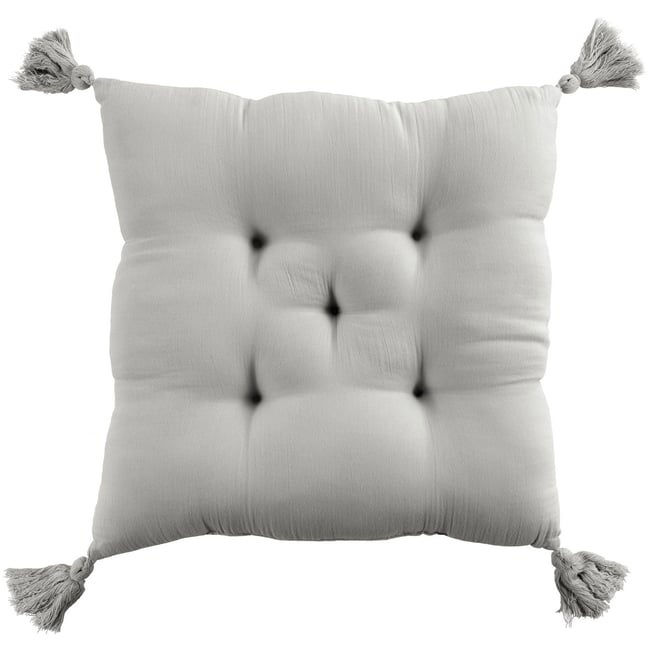 Coussin de chaise 40x40 cm Gaze de coton avec pompons Nuage nuage <span itemprop=