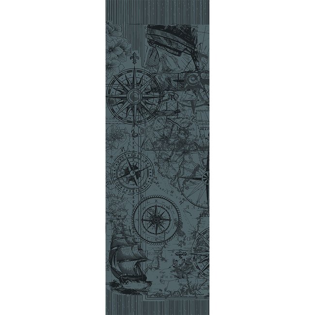 Chemin de table pur coton antitache ROSE DES VENTS encre <span itemprop=