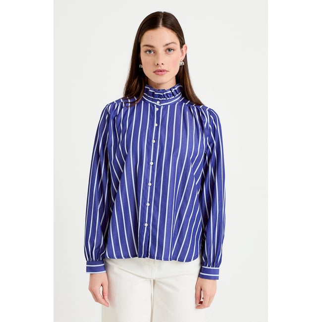 Chemise oversize manches longues bleu <span itemprop=